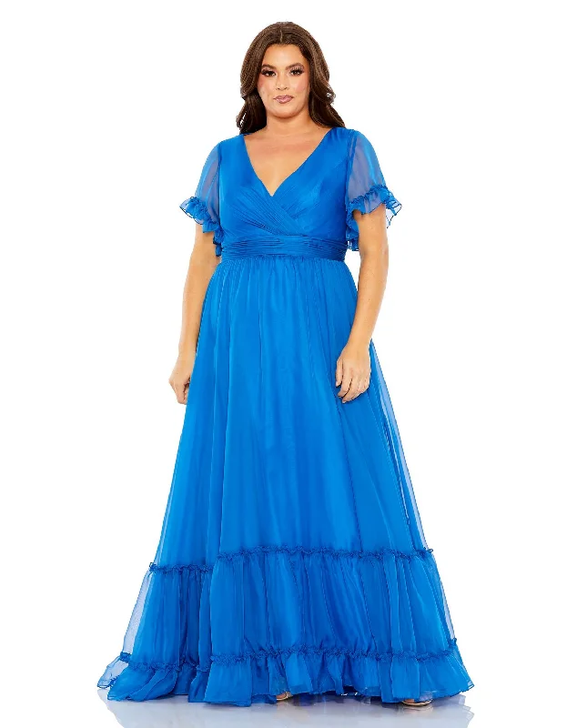Early Bird Discount Mac Duggal 68430 Tiered Long Plus Size Formal Dress