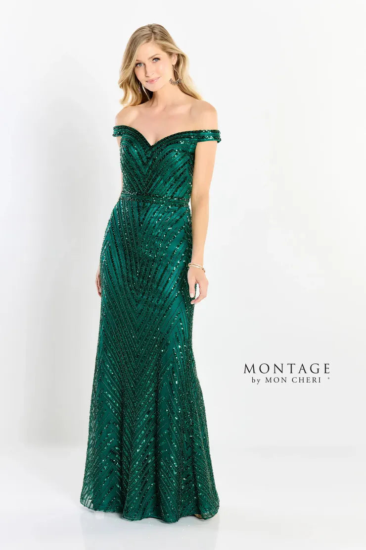 The Best Prices Montage M2215 Long Sequin Allover Beaded Formal Evening Dress