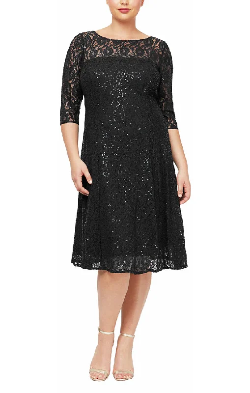 Price Slash SL Fashions 9419133 Plus Size Sequin Lace Cocktail Dress