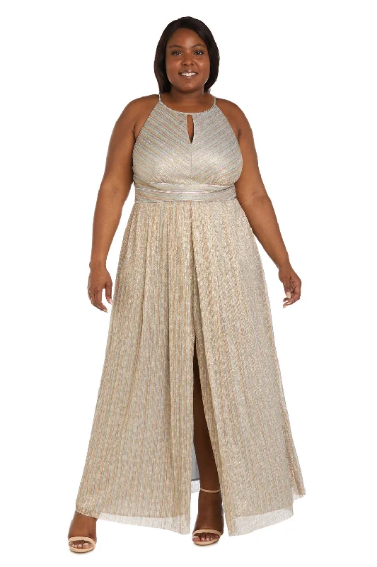 Weekend Flash Sale R&M Richards 9552W Metallic Formal Plus Size Long Dress