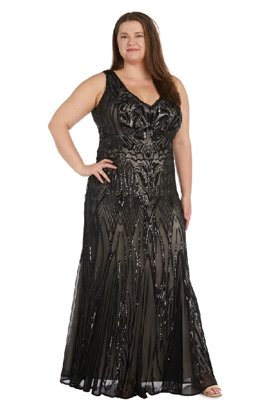 Crazy Savings R&M Richards 9009W Long Plus Size Sequin Formal Dress