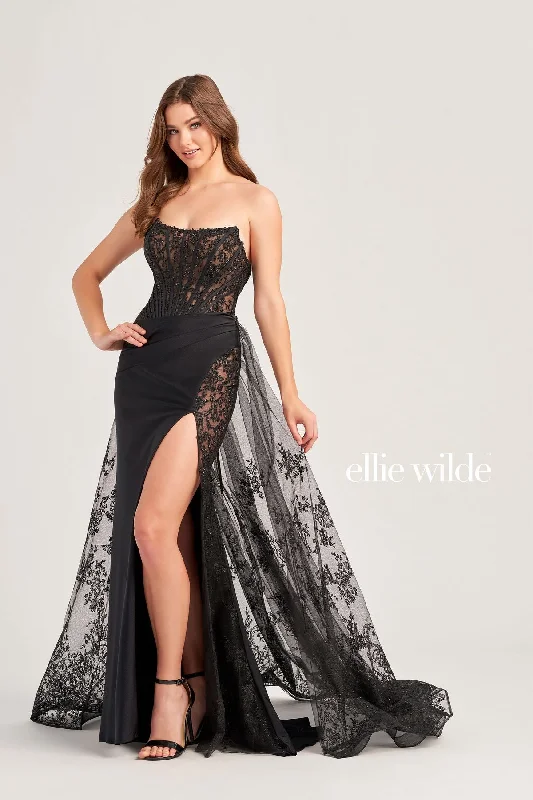 Flash Sale Ellie Wilde EW35032 Long Formal Glitter Overskirt Prom Dress