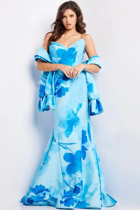 Special Savings Jovani 22706 Printed Long Evening Mermaid Formal Dress