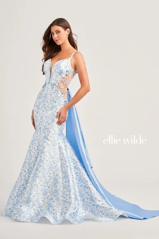 Limited Stock Ellie Wilde EW35033 Long Formal Mermaid Overskirt Prom Gown