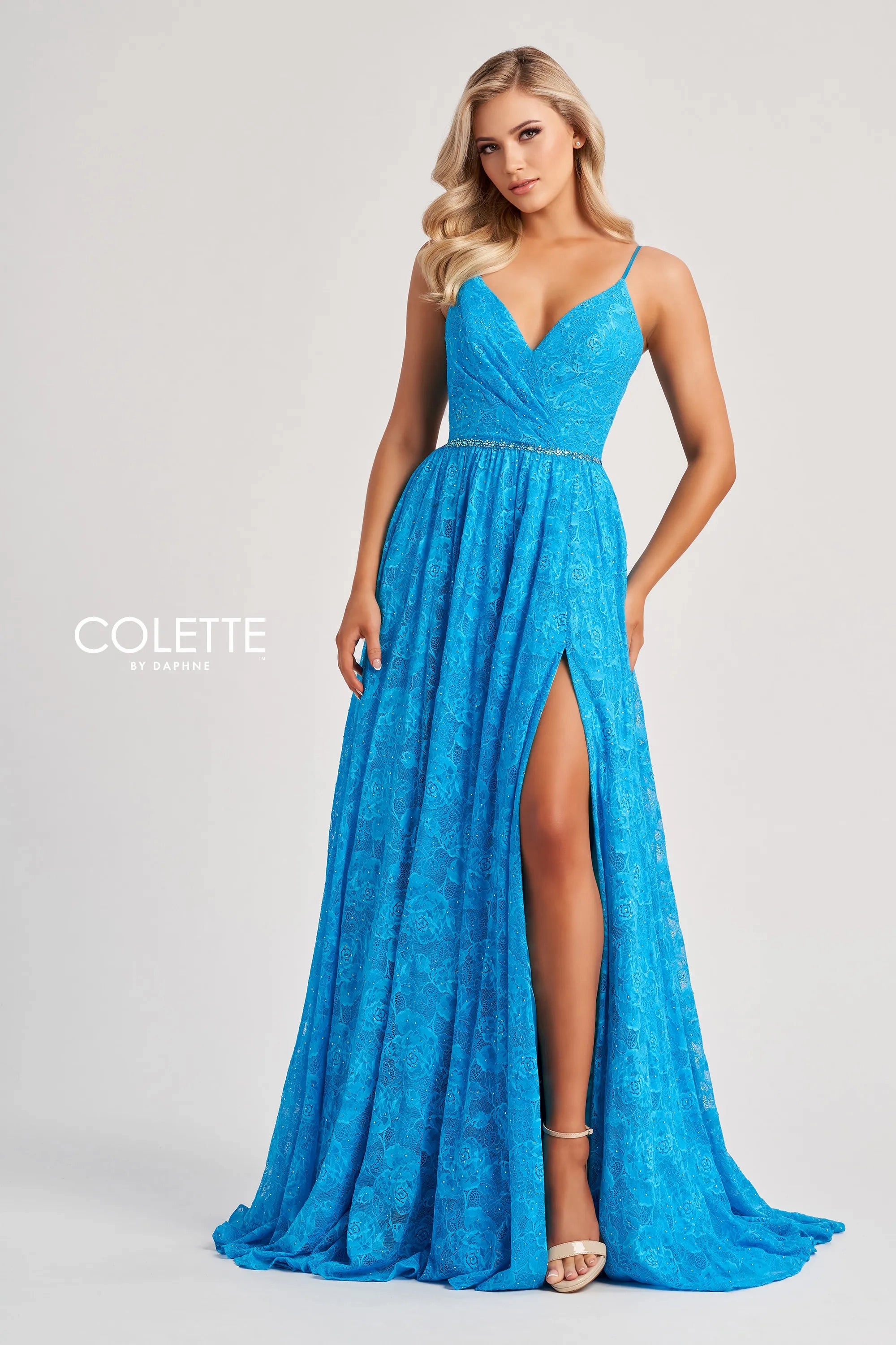 Price Buster Colette by Daphne CL8010 Long Glitter A Line Slit Formal Prom Dress