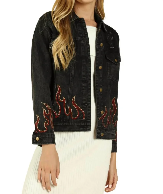 Bonus Savings Some Like It Hot Distressed Denim Jacket In Vintage Black