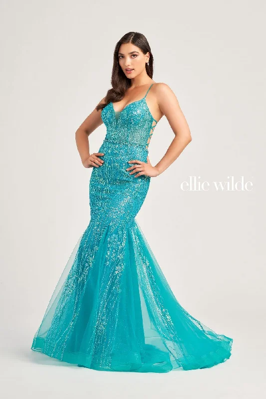 Discount Days Ellie Wilde EW35236 Long Formal Glitter Mermaid Evening Prom Gown