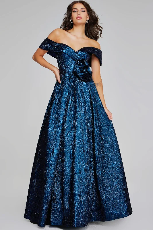 Can't Miss Jovani 40288 A Line Long Formal Metallic Evening Prom Dress