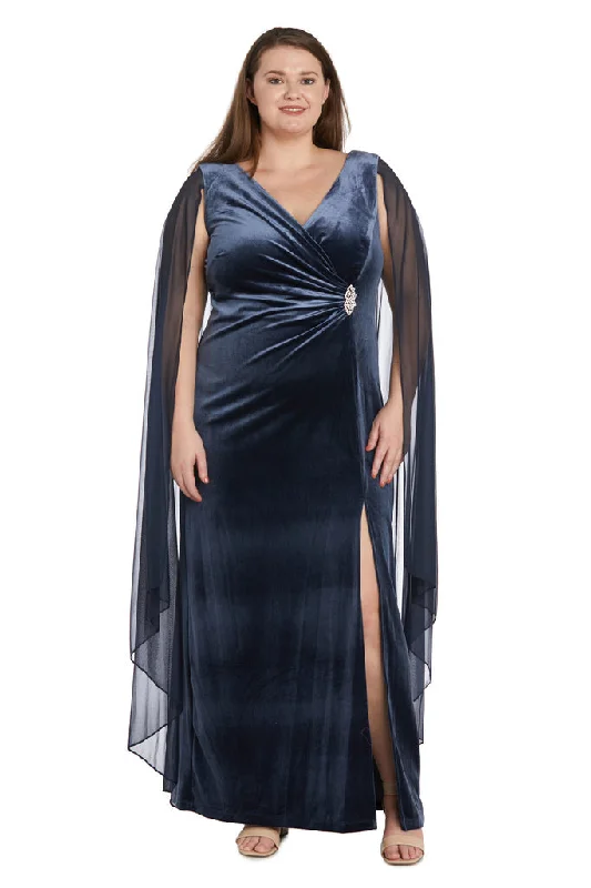 Fantastic Deals R&M Richards 9073W Long Plus Size Cape Wrap Dress