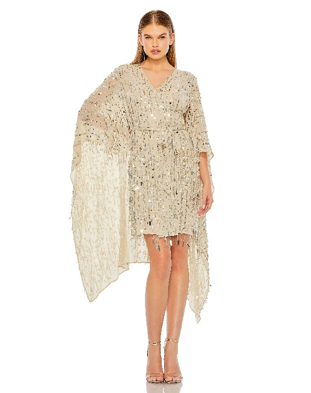 Mega Sale Mac Duggal 94044 Fringe Beaded Short Cocktail Dress
