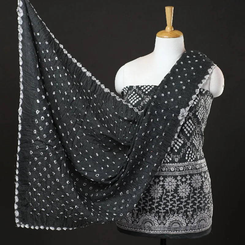 Price Drop Black - 3pc Kutch Bandhani Tie-Dye Sequin Work Satin Cotton Suit Material Set 03 Price Drop Black - 3pc Kutch Bandhani Tie-Dye Sequin Work Satin Cotton Suit Material Set 03