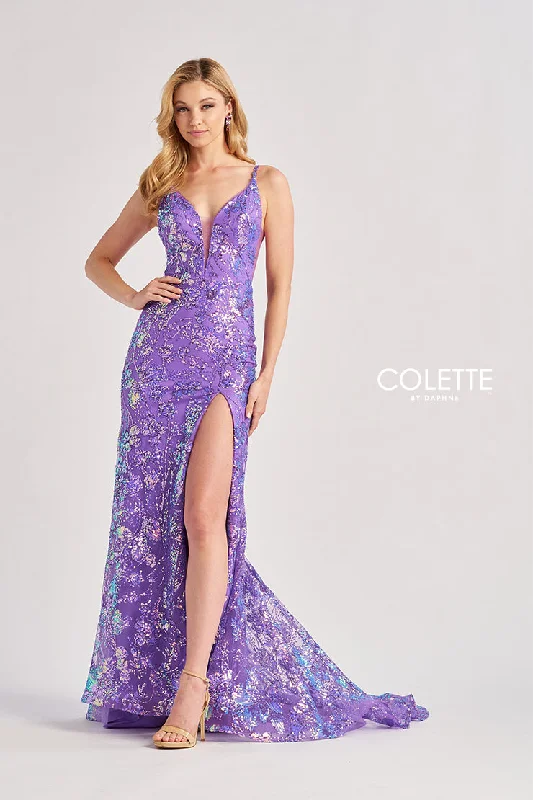 Unbeatable Prices Colette by Daphne CL8430 Long Fit Sequin Formal Slit Prom Dress