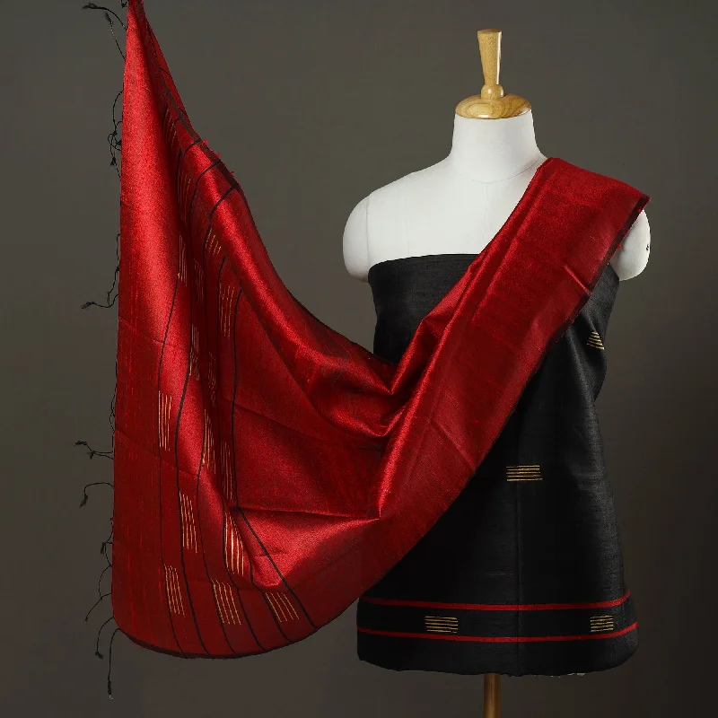 Savings Galore Black - 3pc Bhagalpuri Tussar Silk Dress Material Set 03