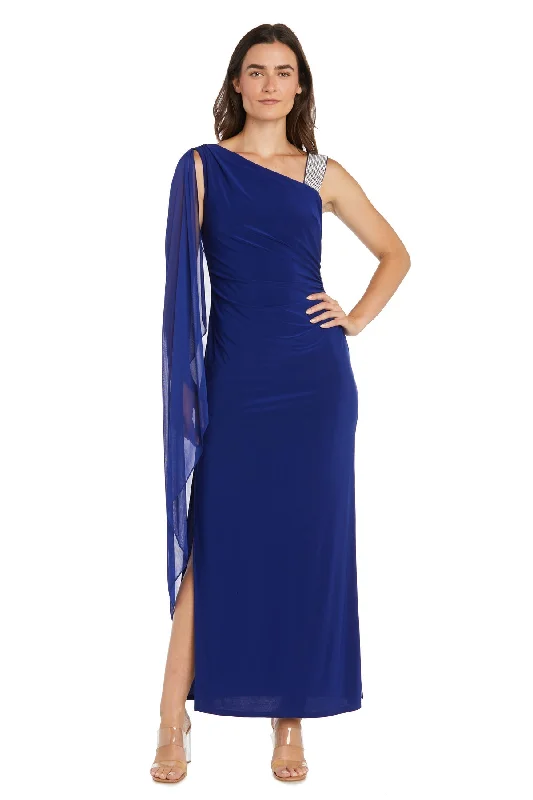 Price Cut R&M Richards 6634 Long Fitted Formal Cape Dress