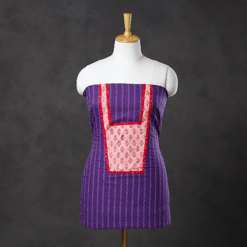 Great Deals Purple - Patchwork Cotton Jacquard Kurta Material (3m) 02