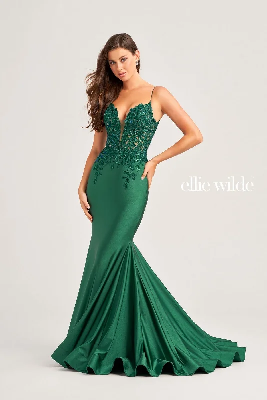 Savings Event Ellie Wilde EW35237 Long Formal Mermaid Fit Evening Prom Dress