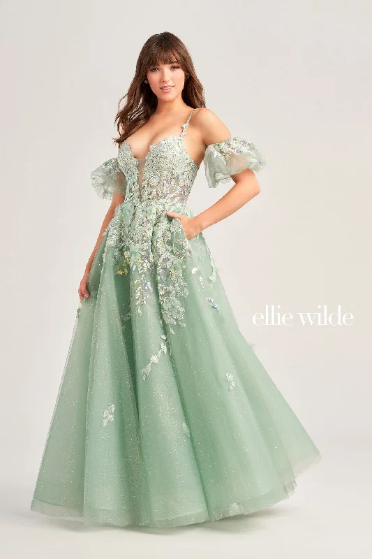 Exclusive Access Ellie Wilde EW35205 Long Ball Gown Beaded Pocket Prom Dress
