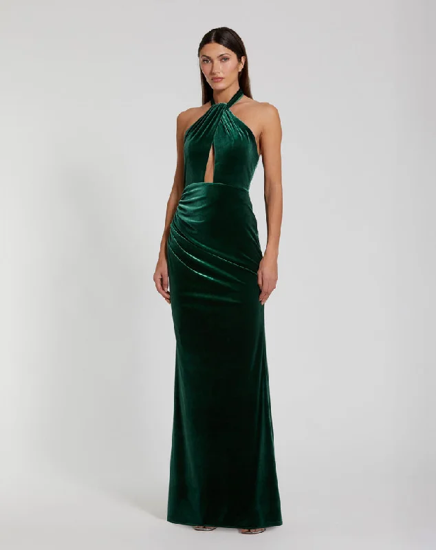 Price Break Mac Duggal 11924 Fitted Long Formal Velvet Prom Dress