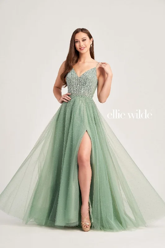 Huge Savings Ellie Wilde EW35088 Long Ball Gown Glitter Pocket Prom Dress