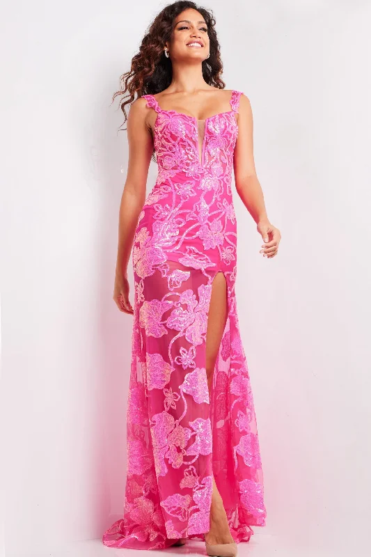 Super Sale Jovani 38462 Long Formal Mermaid Sequin Floral Prom Dress