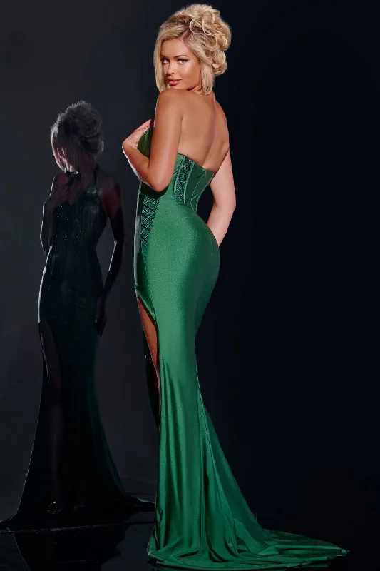 Don't Wait Jovani D5034 Embellished Long High Slit Formal Prom Dress