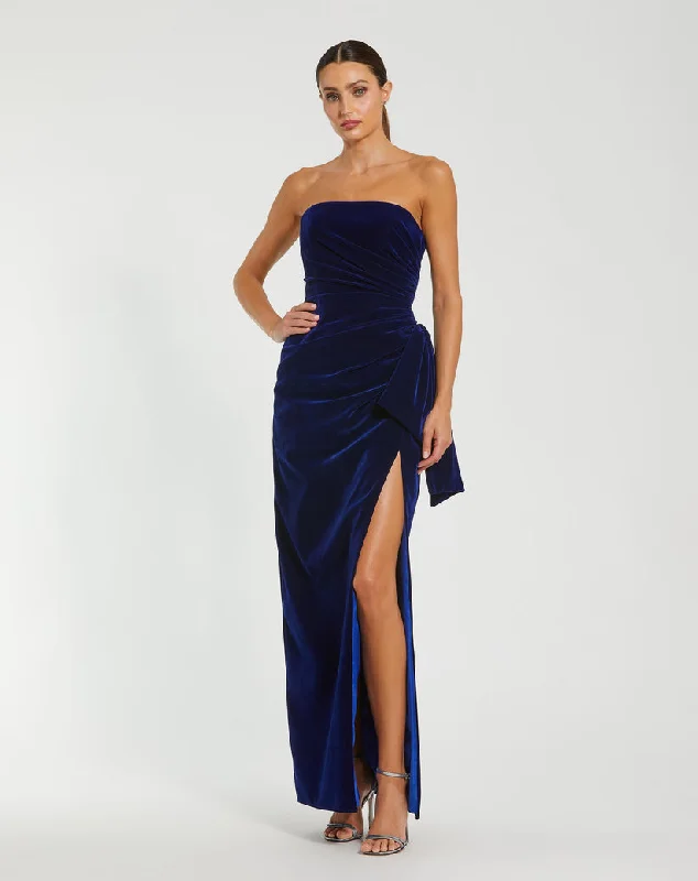 Warehouse Sale Mac Duggal 55080 Long Formal Fitted Velvet Prom Dress