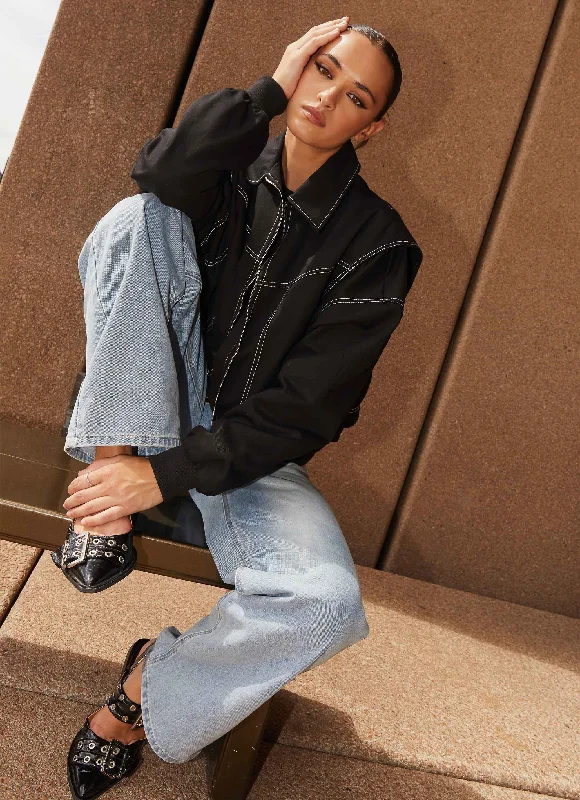 Flash Sale Take The Lead Oversized Bomber Jacket - Shadow
