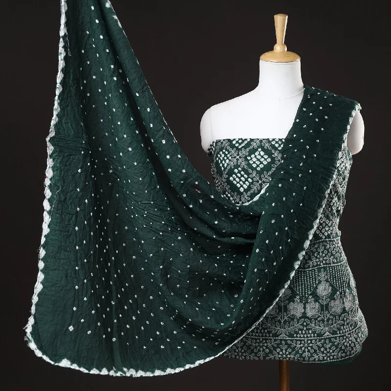 Get It Before It’s Gone Green - 3pc Kutch Bandhani Tie-Dye Satin Cotton Suit Material Set 06 Get It Before It’s Gone Green - 3pc Kutch Bandhani Tie-Dye Satin Cotton Suit Material Set 06