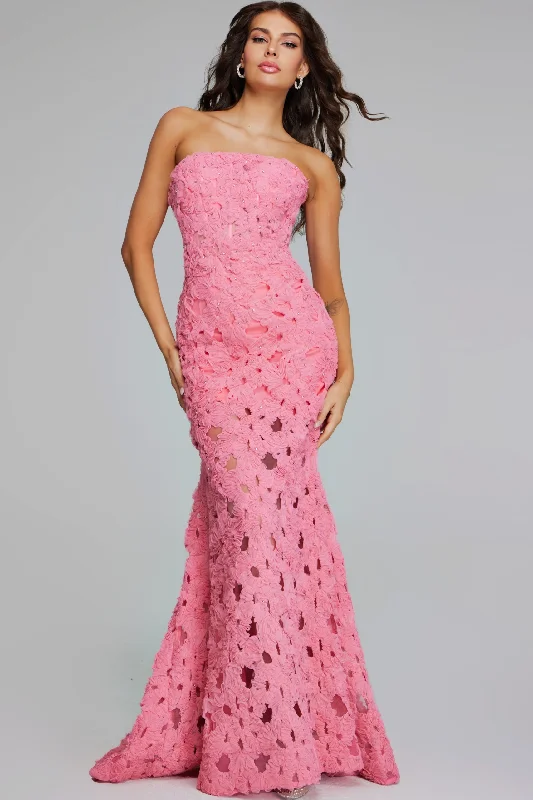 Deal Frenzy Jovani 40744 Long Formal Mermaid Floral Lace Prom Dress