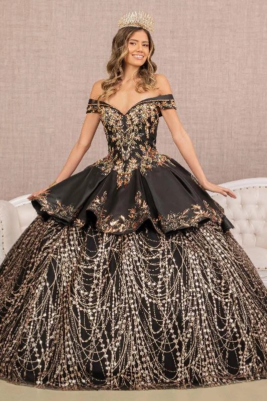 Online Only Long Quinceanera Satin Ball Gown