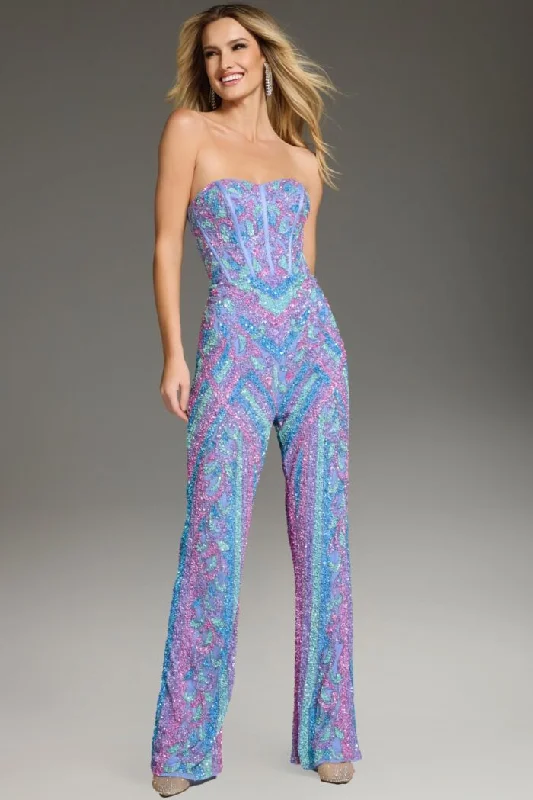 Blowout Sale Jovani 42597 Long Sequin Bodice Formal Jumpsuit