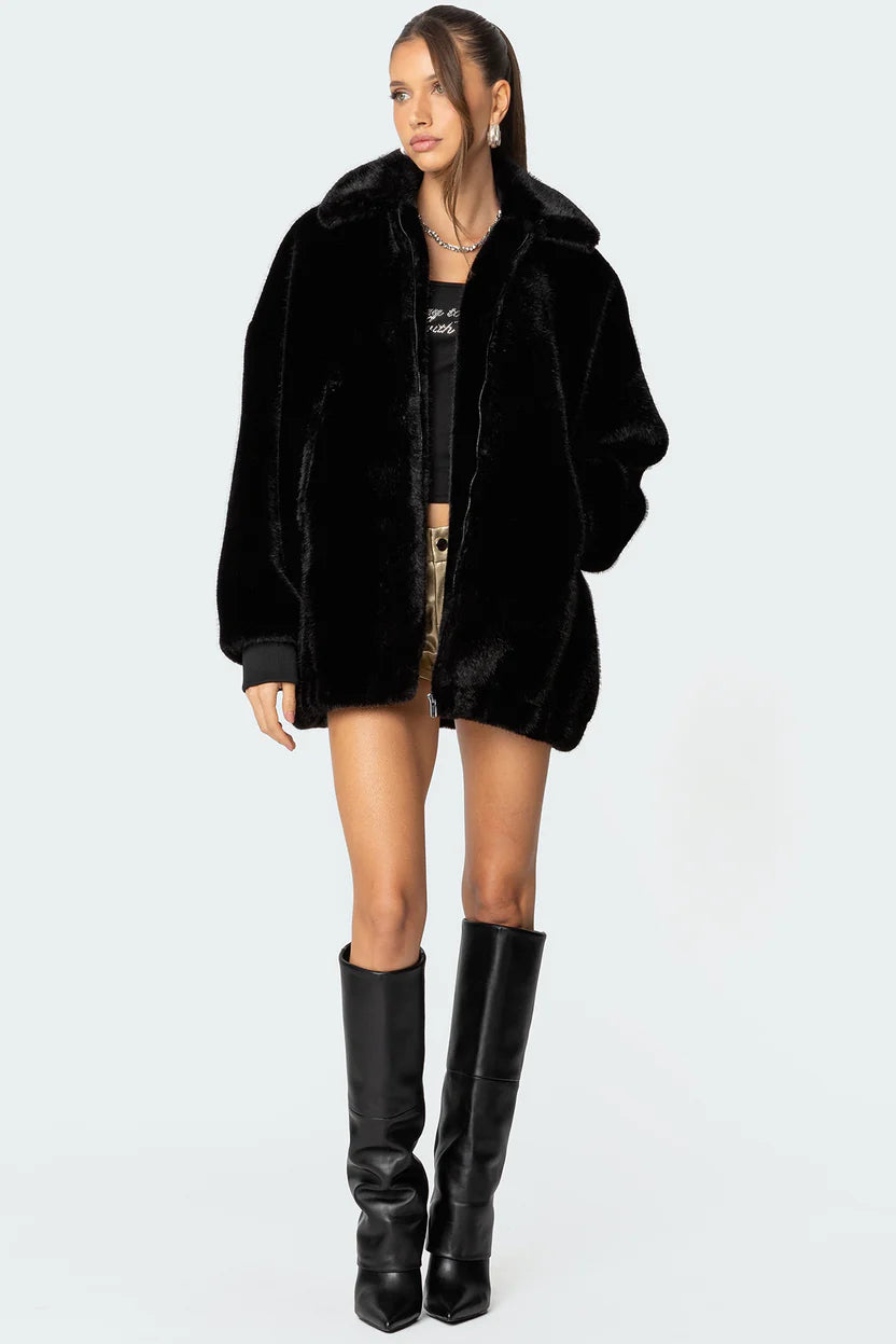 Savings Galore Luxe Cascade Faux Fur Jacket