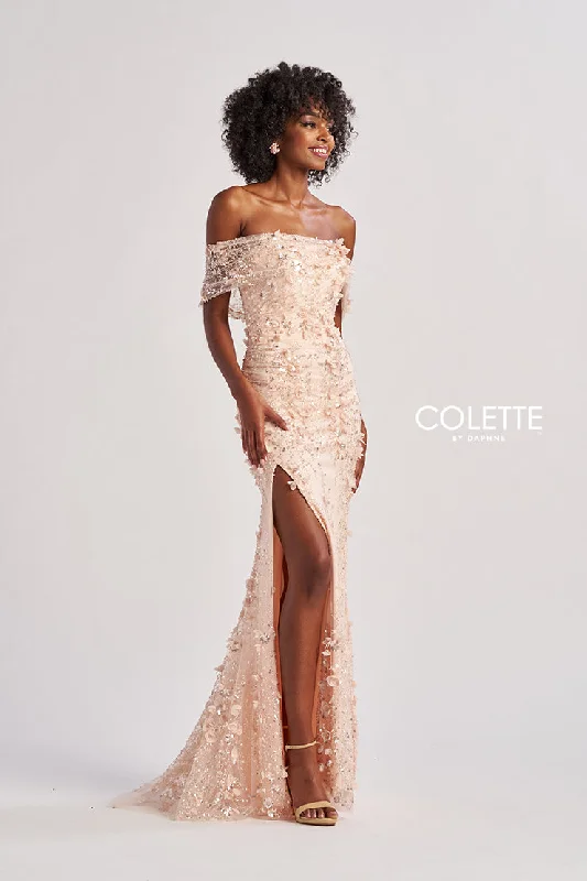 Low Prices Colette by Daphne CL8530 Long Formal Beaded Floral Applique Prom Dress
