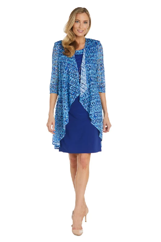 Midnight Madness R&M Richards 1174 Short Mother of the Bride Printed Jacket Dress