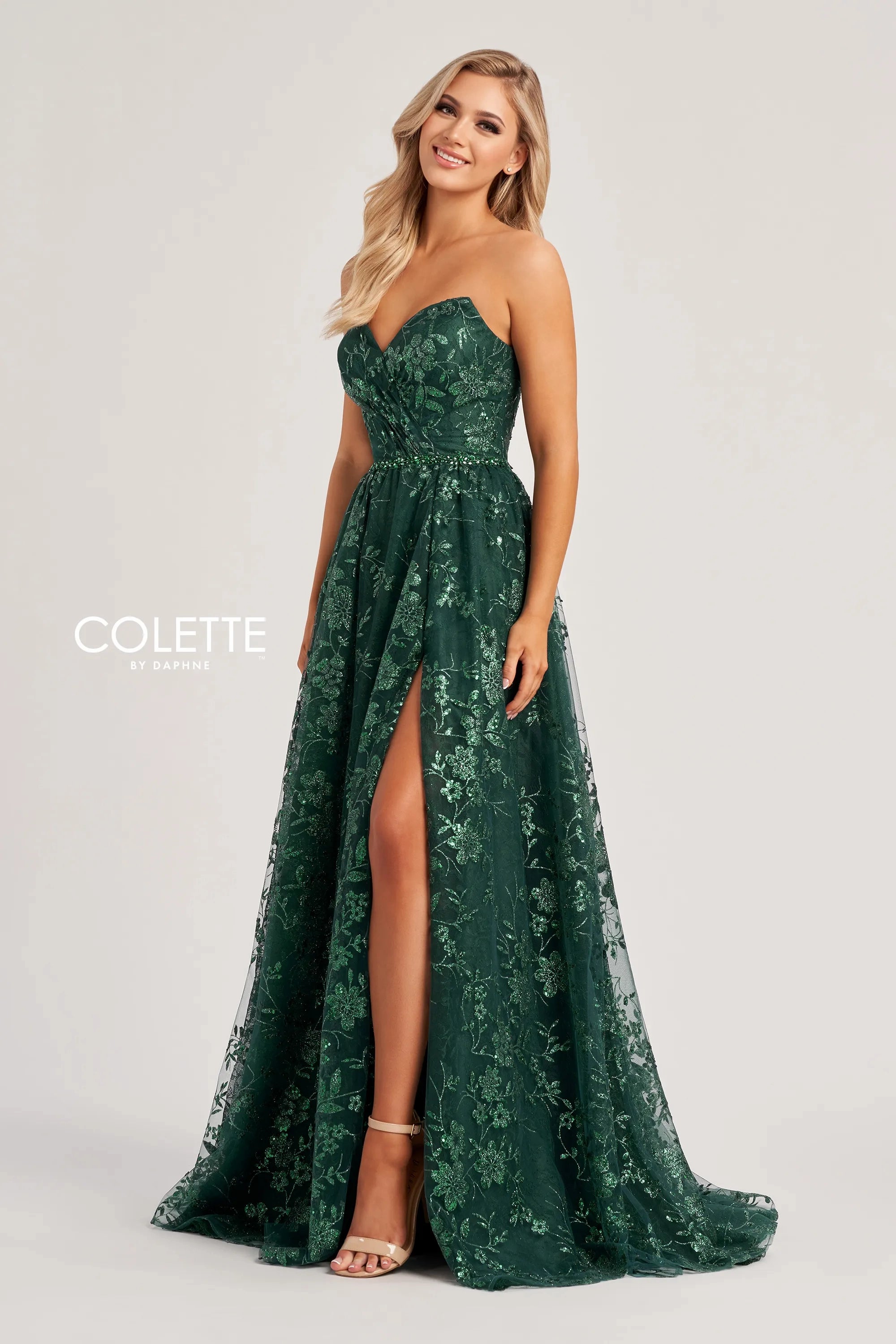 Great Deals Colette by Daphne CL8260 Sequin Long A Line Formal Slit Prom Dress