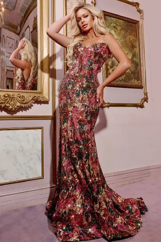 Mega Deal Jovani 44072 Sequin Long Formal Multi Mermaid Prom Dress