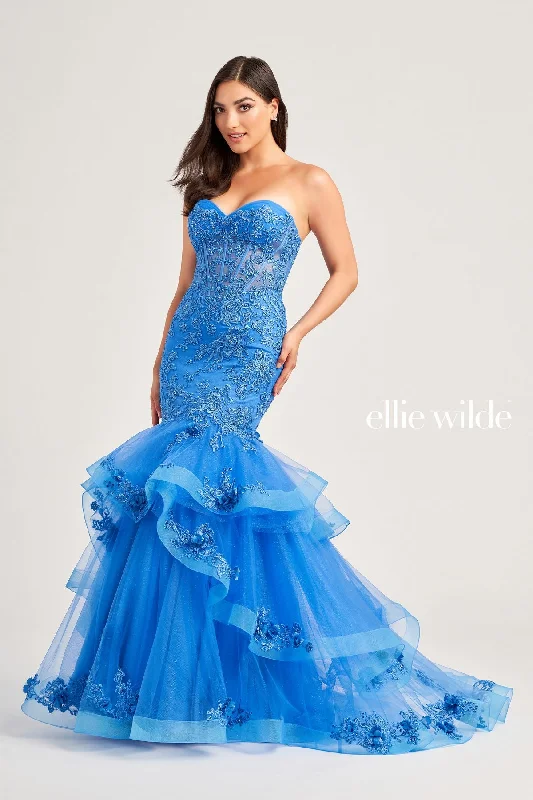 Savings Alert Ellie Wilde EW35239 Long Formal Glitter Mermaid Prom Dress