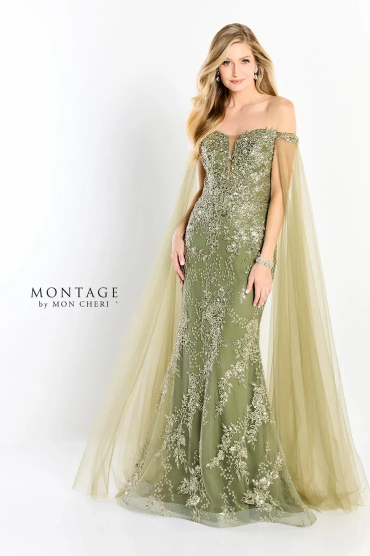 Blowout Deals Montage M2204 Beaded A Line Gown Long Evening Formal Dress