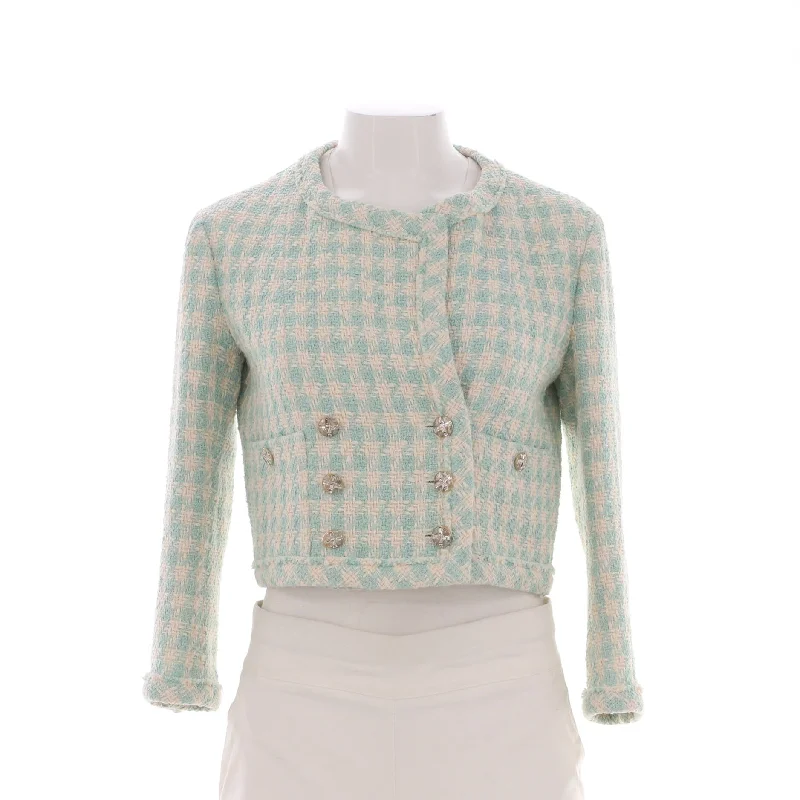 Best Deals Women's CC Crystal Button Double Pocket Jacket Tweed