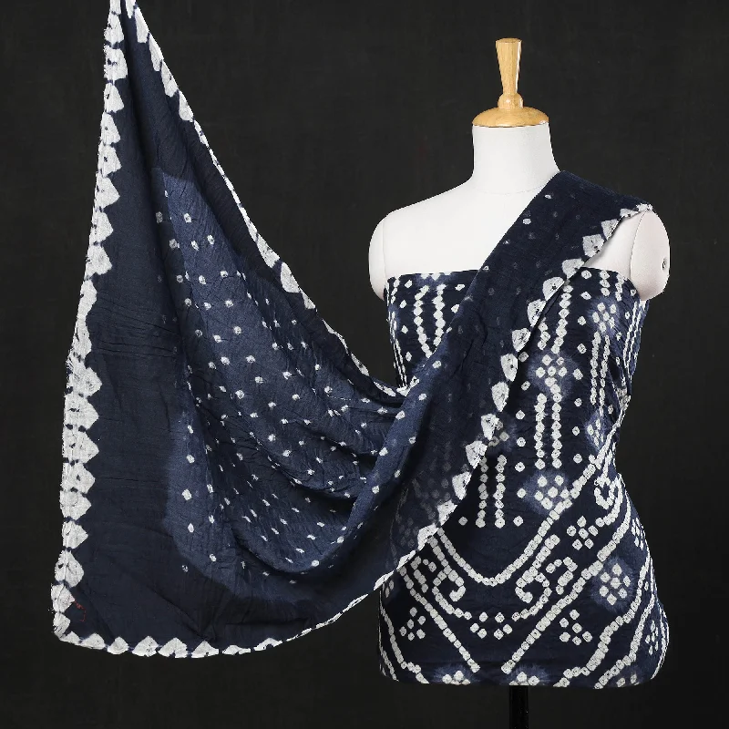 While Supplies Last Black - 3pc Kutch Bandhani Tie-Dye Satin Cotton Suit Material Set