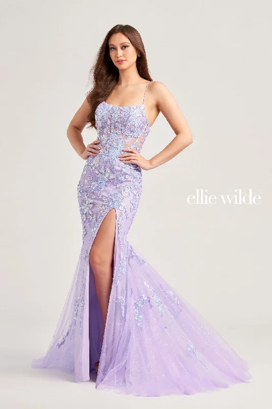 Reduced Prices Ellie Wilde EW35057 Long Formal Beaded Applique Prom Gown