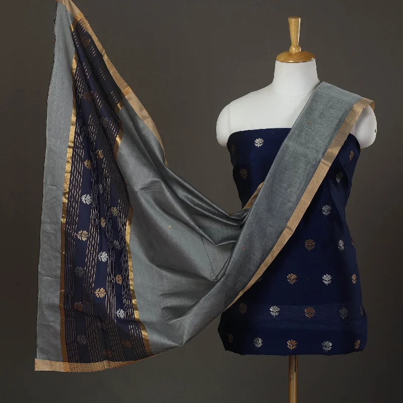 Today's Special Blue - 2pc Zari Buti Handloom Chanderi Silk Dress Material 20
