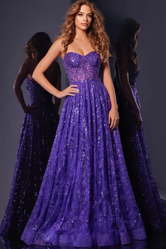 Special Offer Jovani 37413 Long Ball Gown Beaded Sequin Corset Prom Dress