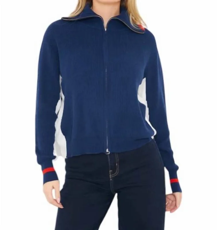 Price Break Sporty Zip Through Jacket In Hello Sailor