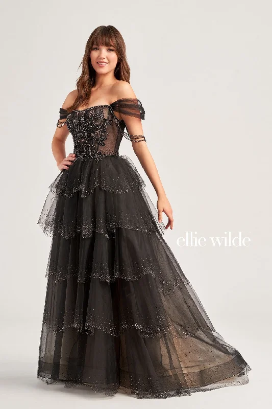 Clearance Event Ellie Wilde EW35040 Prom Long Beaded Ball Gown