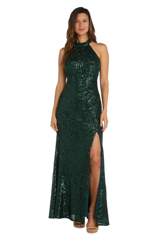 Special Promotion Nightway 22214 Long Halter Sequin Evening Formal Dress