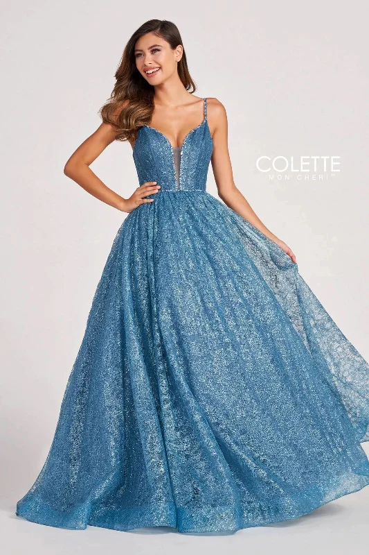 Overstock Colette CL2018 Prom Long Glitter Formal Ball Gown
