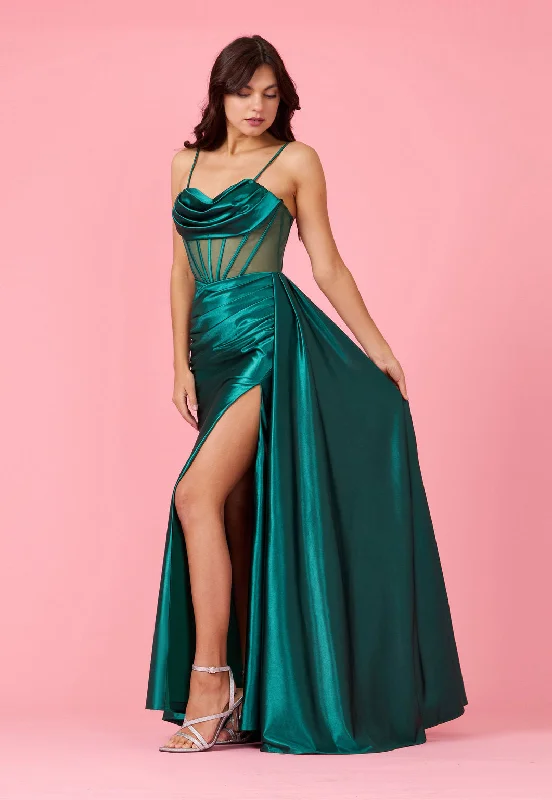 Early Access Long Cowl Corset Formal Prom Dress