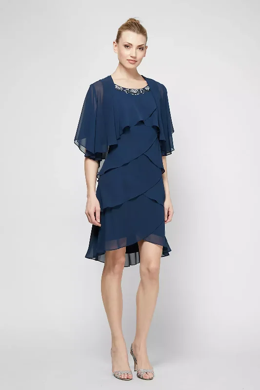 Doorbuster Deal SL Fashions 112296 Tiered Chiffon Jacket Short Dress