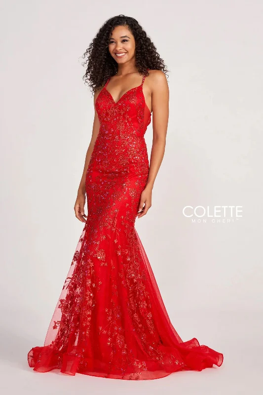Sneak Peek Sale Colette CL2076 Fitted Long Prom Beaded Formal Dress